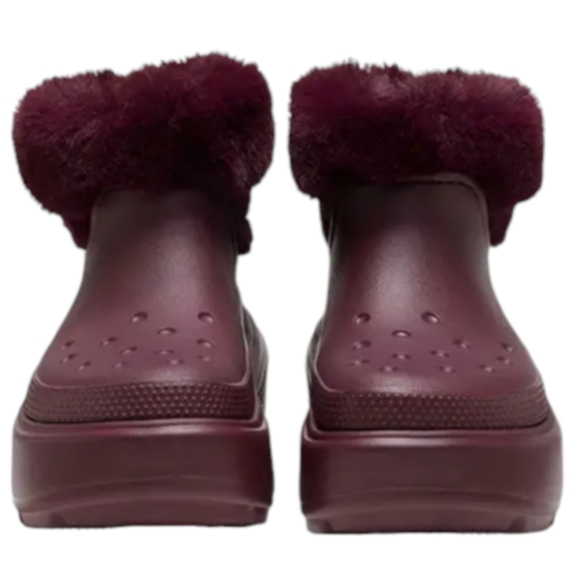 Crocs Stomp Lined Snow Boots Dark Cherry Ankle High 208718-6WD Size 12W/10M - Picture 2 of 11
